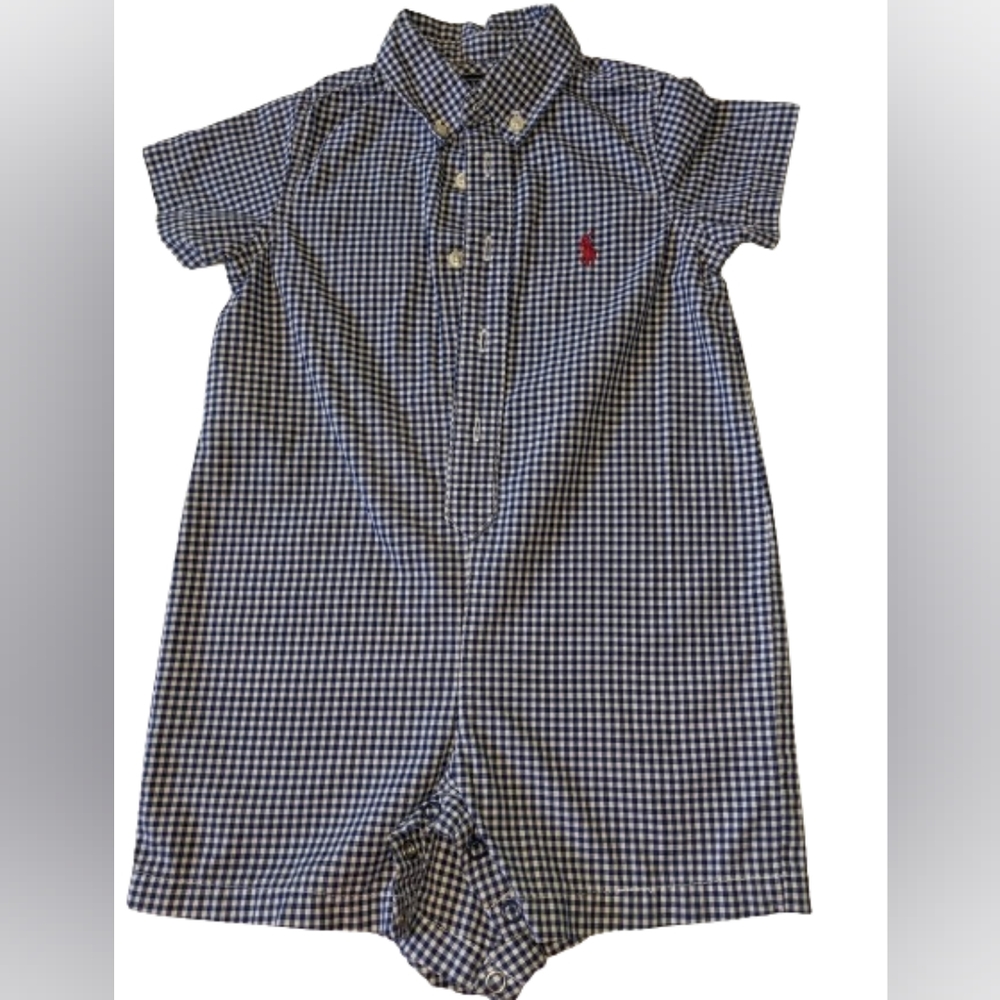 Polo Ralph Lauren Gingham Print Romper/12 months